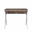 UrbanPro Transitional Home Office Desk in Weathered Oak and Chrome