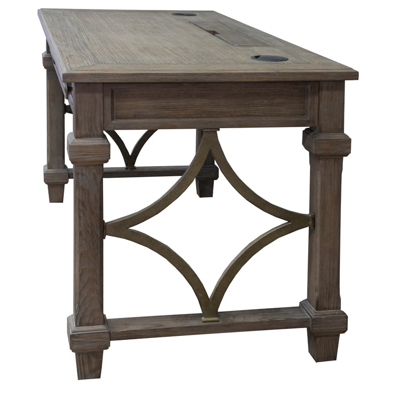 UrbanPro Farmhouse Traditional Wood Writing Desk in Weathered Dove