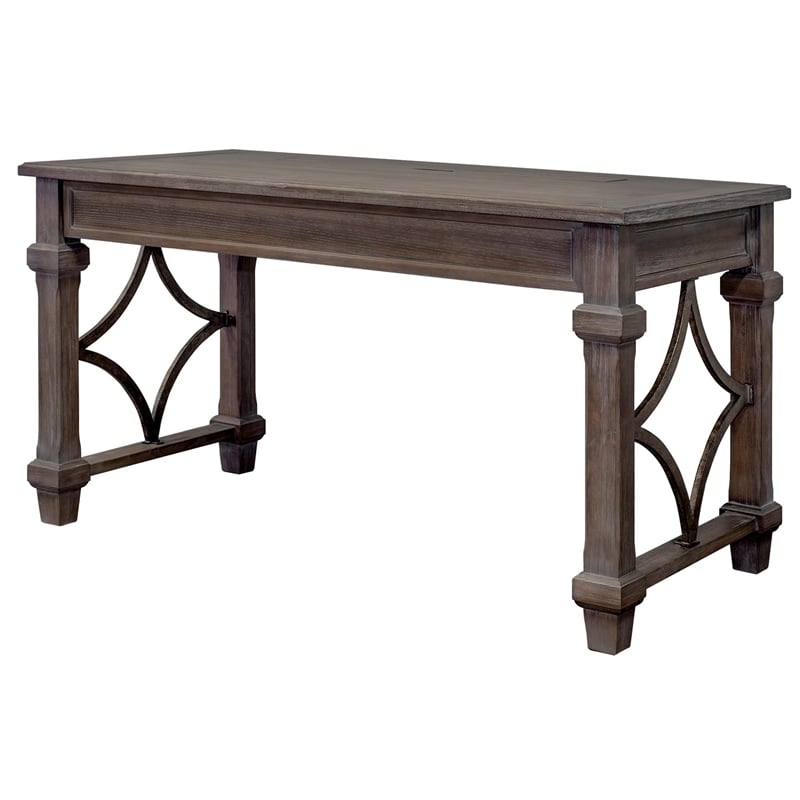 UrbanPro Farmhouse Traditional Wood Writing Desk in Weathered Dove
