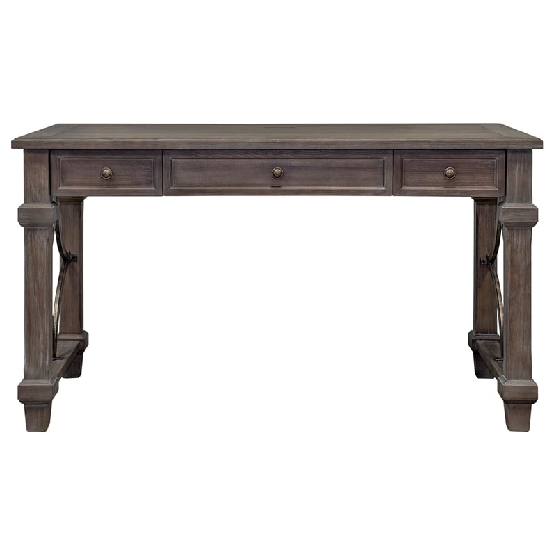 UrbanPro Farmhouse Traditional Wood Writing Desk in Weathered Dove