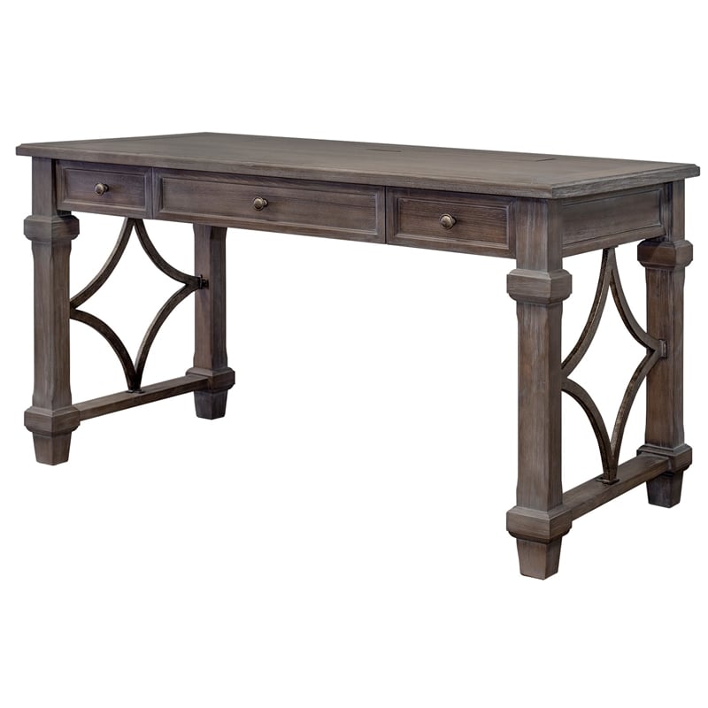 UrbanPro Farmhouse Traditional Wood Writing Desk in Weathered Dove
