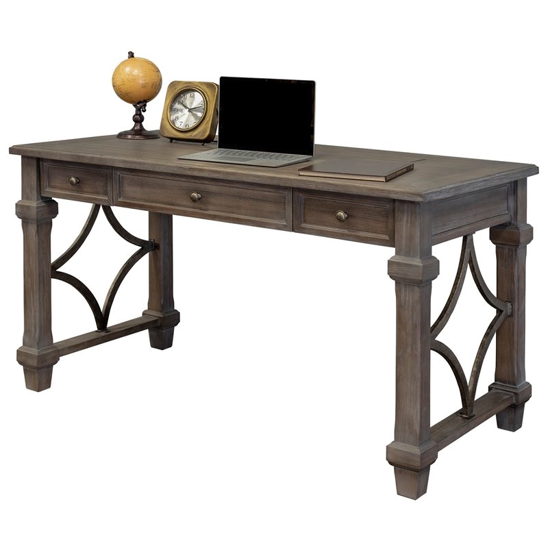 UrbanPro Farmhouse Traditional Wood Writing Desk in Weathered Dove