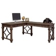 UrbanPro Traditional Wood Open L-Shaped Home Office Desk in Weathered Dove Brown