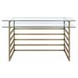 UrbanPro Modern Glass Rectangular Top 1-Shelf Desk in Antique Gold and Clear
