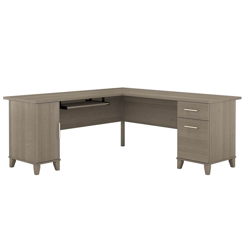 UrbanPro Transitional 72W L Shaped Desk in Ash Gray