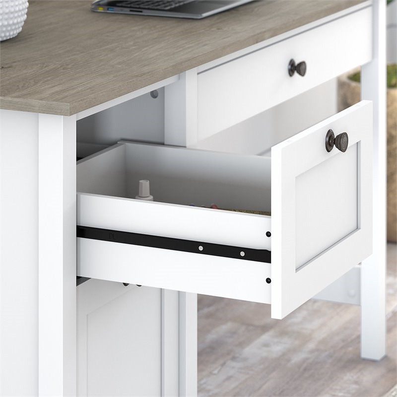 UrbanPro Farmhouse 54W Desk with Drawers and Organizer in Shiplap Gray and White