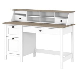UrbanPro Farmhouse 54W Desk with Drawers and Organizer in Shiplap Gray and White