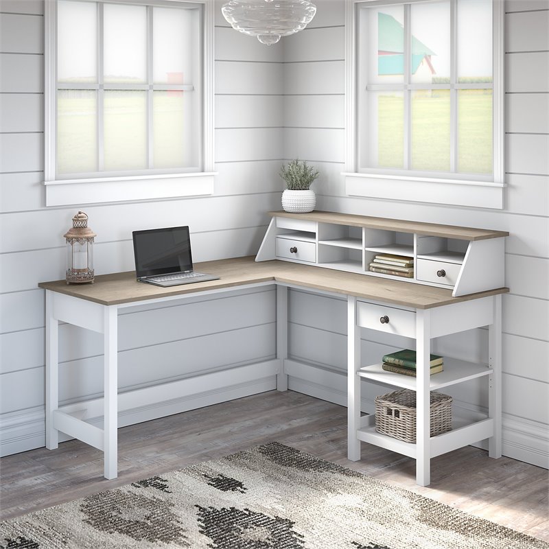 UrbanPro Farmhouse 60W L Shaped Computer Desk with Desktop Organizer