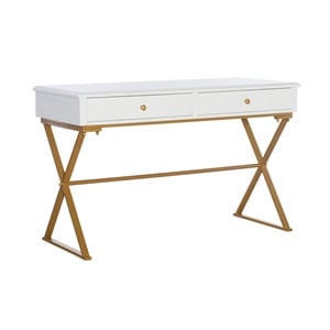 UrbanPro Transitional Two Drawer Metal Desk in White