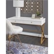 UrbanPro Transitional Two Drawer Metal Desk in White