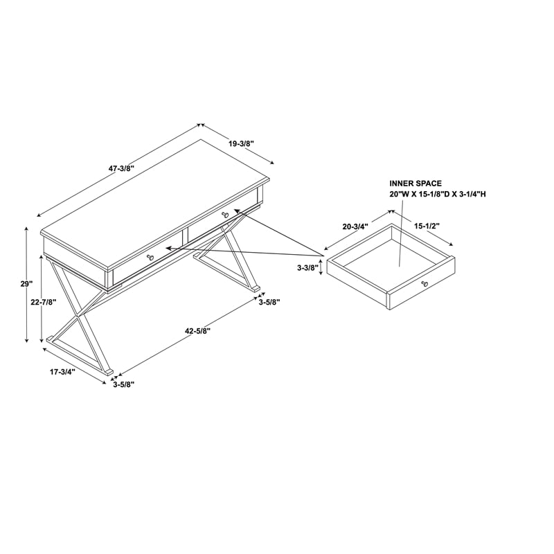 UrbanPro Transitional Two Drawer Metal Desk in White