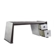 UrbanPro Modern Desk in Distress Chocolate Top Grain Leather and Aluminum