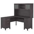 UrbanPro Transitional 60W L Shaped Desk with Hutch in Storm Gray