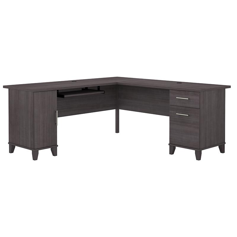 UrbanPro Traditional 72W L Shaped Desk with Storage in Storm Gray