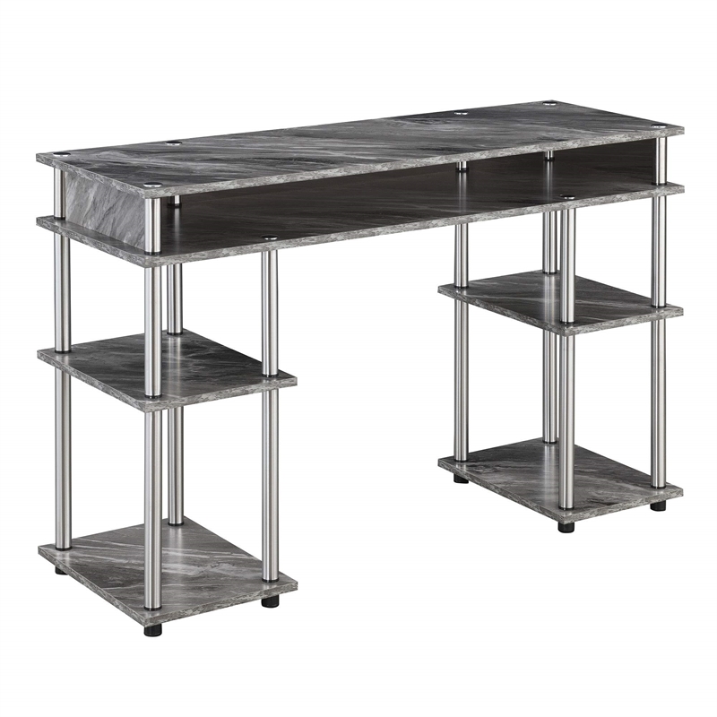 UrbanPro Contemporary Wood No Tools Student Desk in Gray Faux Marble