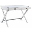UrbanPro Wooden Rectangular 2-Drawer Writing Desk with X-Shaped Base in White