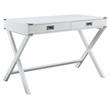 UrbanPro Wooden Rectangular 2-Drawer Writing Desk with X-Shaped Base in White