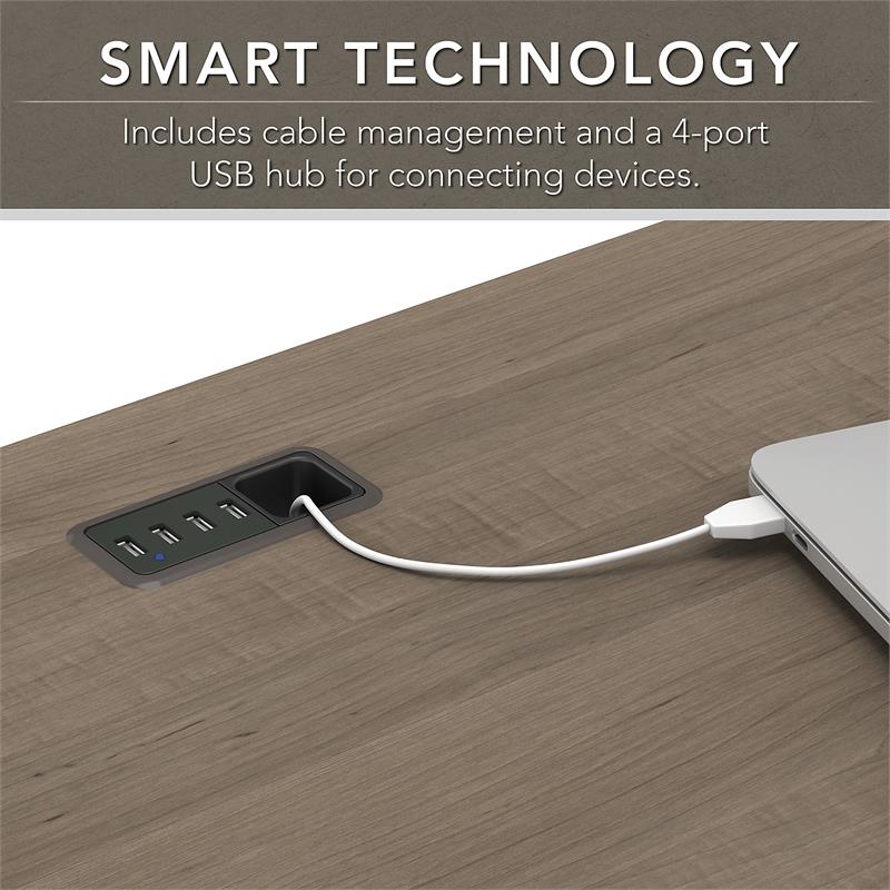 UrbanPro Traditional 60W L Shaped Computer Desk in Ash Gray