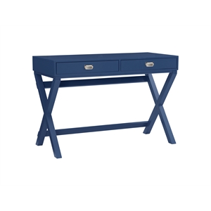 urbanpro modern two drawer wood writing desk in navy blue