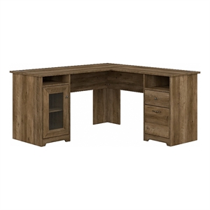 UrbanPro 60&quot Traditional Engineered Wood L Shaped Computer Desk in Brown