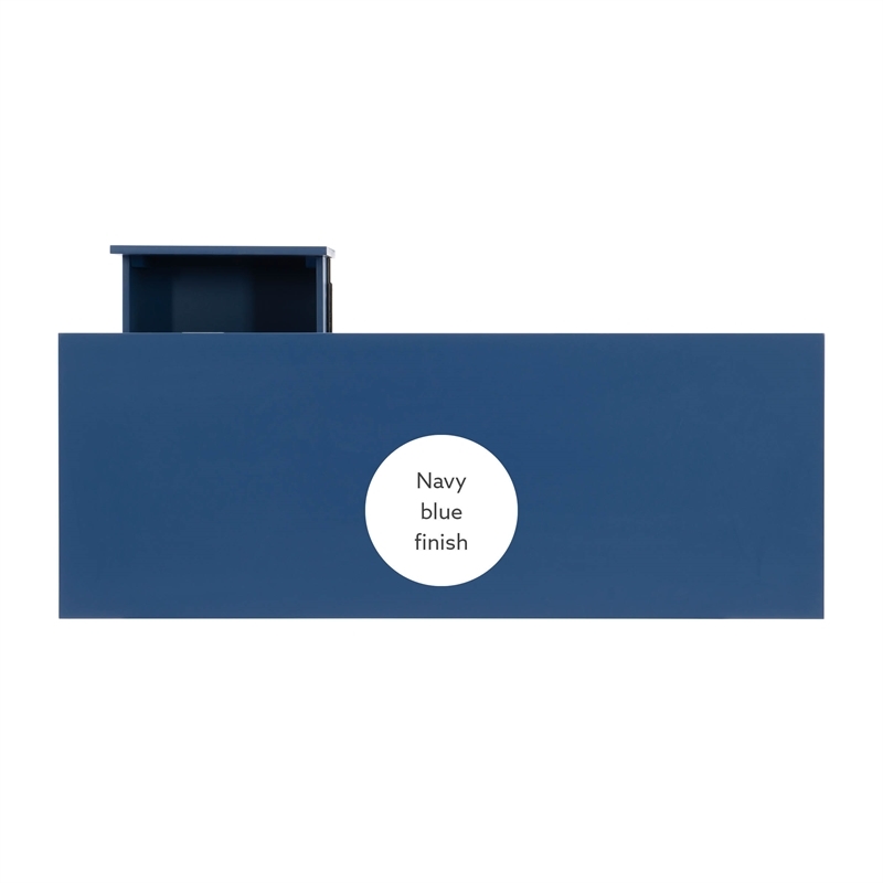 UrbanPro 4 Drawers Modern Wood Side Storage Desk in Navy Blue