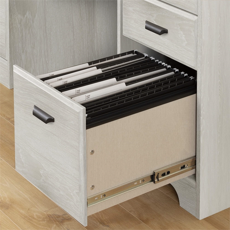 UrbanPro Traditional Wood Computer Desk with Hutch in Oak Gray