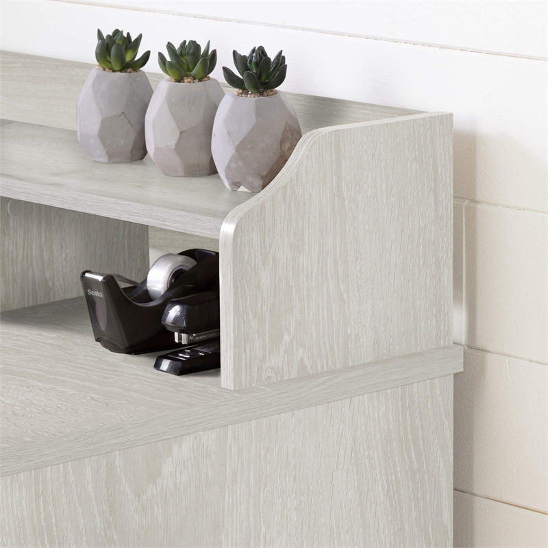UrbanPro Traditional Wood Computer Desk with Hutch in Oak Gray