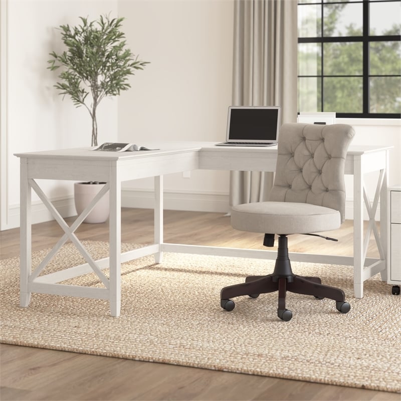 UrbanPro L Shaped Contemporary Engineered Wood Desk in White