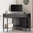 UrbanPro Contemporary Corner Computer/Writing Desk in Matte Black Metal Base