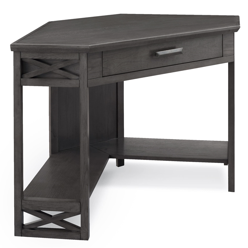 UrbanPro Modern Sturdy Wood Corner Computer/Writing Desk in Smoke Gray Oak