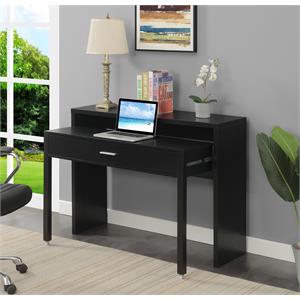 UrbanPro Modern Console/Sliding Desk with Drawer and Riser in Black Wood Finish