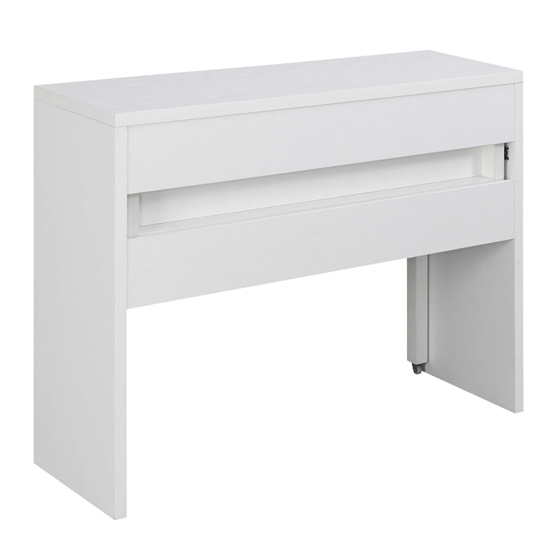 UrbanPro Modern Console/Sliding Desk with Drawer and Riser in White Wood Finish