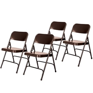 UrbanPro 29.5&quot Steel Folding Chair with Double Hinge in Brown (Set of 4)
