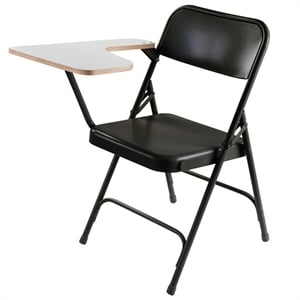 UrbanPro 31&quot Metal Tablet Right Arm Folding Chair in Black (Set of 2)