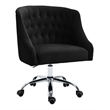 UrbanPro Velvet Swivel Adjustable Office Chair in Soft Black/Rich Chrome