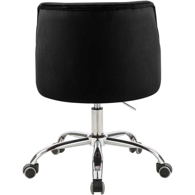 UrbanPro Velvet Swivel Adjustable Office Chair in Soft Black/Rich Chrome
