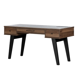 UrbanPro Traditional Computer Desk with Power Bar in Natural Walnut