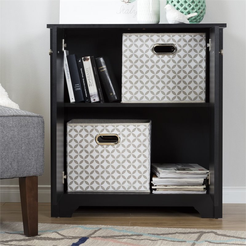 UrbanPro Transitional Wood Storage Cabinet in Pure Black/Matte Nickel