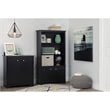 UrbanPro Transitional Wood Storage Cabinet in Pure Black/Matte Nickel