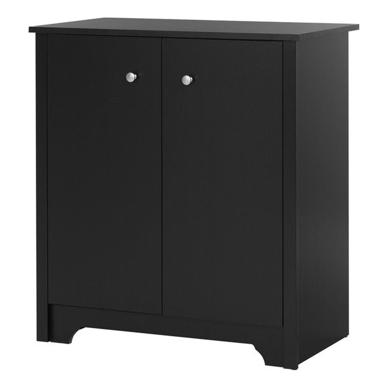 UrbanPro Transitional Wood Storage Cabinet in Pure Black/Matte Nickel