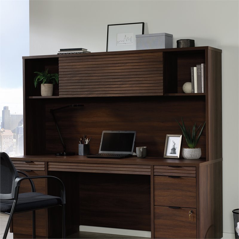 UrbanPro Contemporary Engineered Wood Desk Hutch in Spiced Mahogany