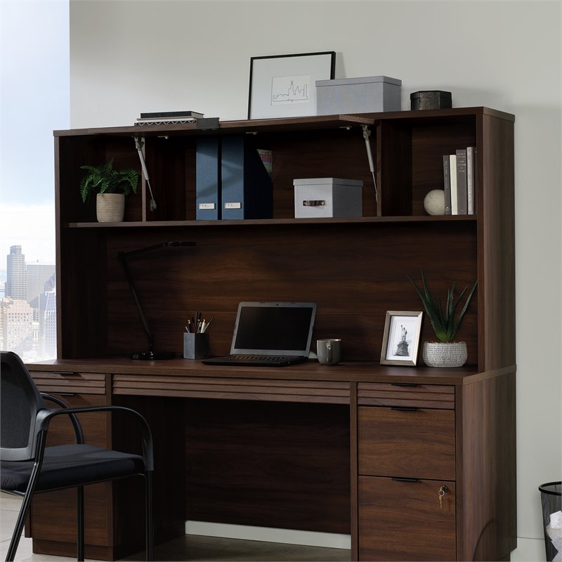 UrbanPro Contemporary Engineered Wood Desk Hutch in Spiced Mahogany