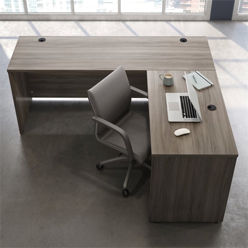UrbanPro Contemporary Engineered Wood Adjustable Desk L/R Return in Brown