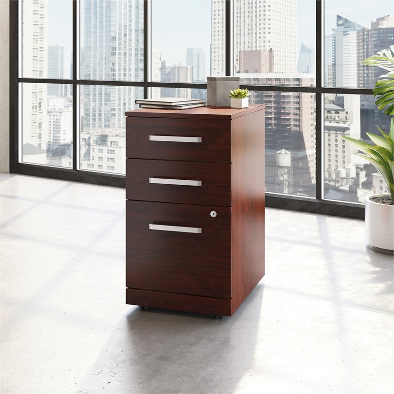 UrbanPro Engineered Wood 3-Drawer Mobile Filing Cabinet in Classic Cherry