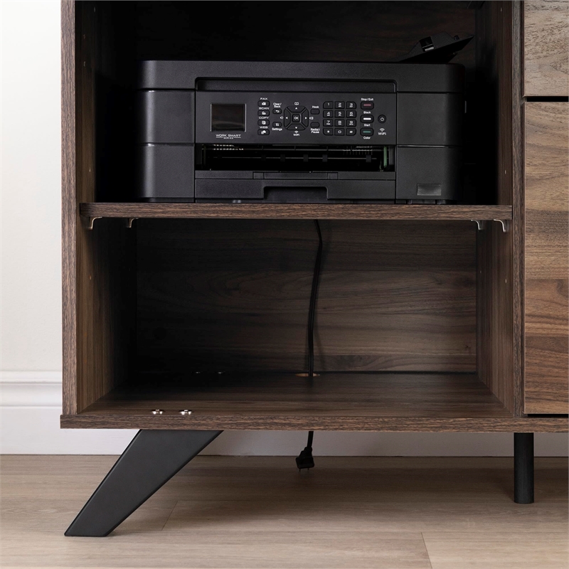 Urbanpro Traditional L-Shaped Desk with Power Bar in Natural Walnut