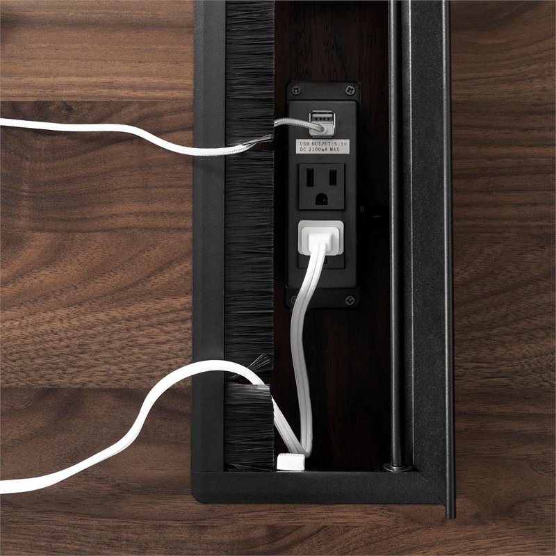 Urbanpro Traditional L-Shaped Desk with Power Bar in Natural Walnut