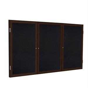 UrbanPro Wood 48&quot x 96&quot 3 Door Enclosed Rubber Bulletin Board in Black