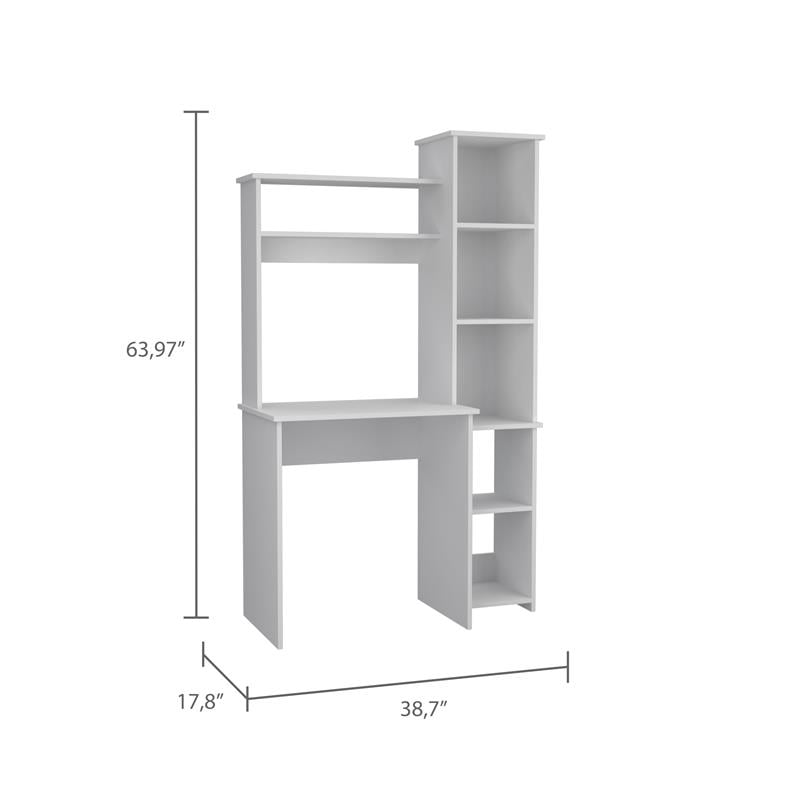 UrbanPro Modern Engineered Wood Desk with  Attached Cabinet in White