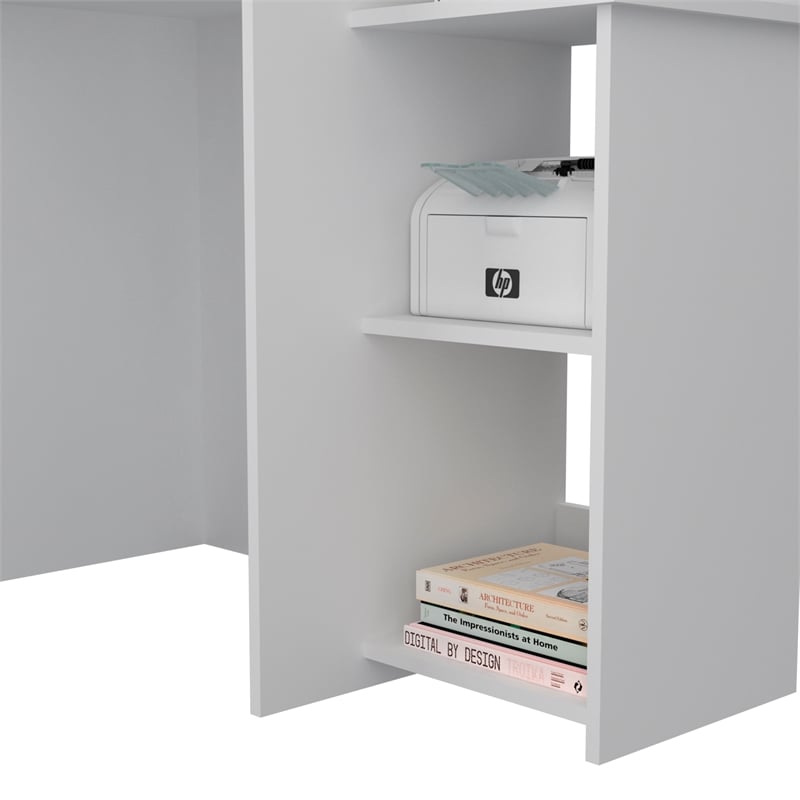 UrbanPro Modern Engineered Wood Desk with  Attached Cabinet in White