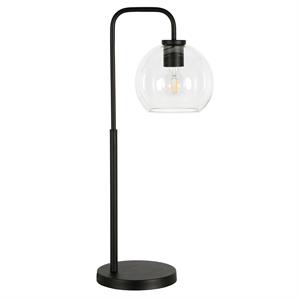 urbanpro arc table lamp with clear glass shade in black bronze